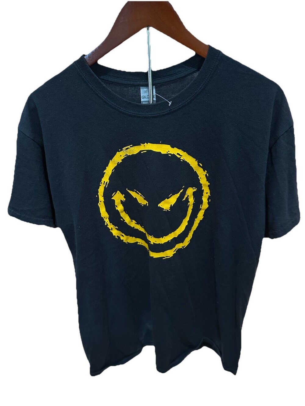 Acid House Records Smiley Face T Shirt Black Graphic Rave DJ Club Streetwear L